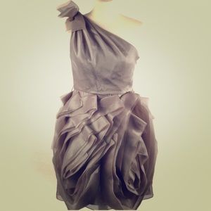 WHITE by Vera Wang One Shoulder Organza Dress